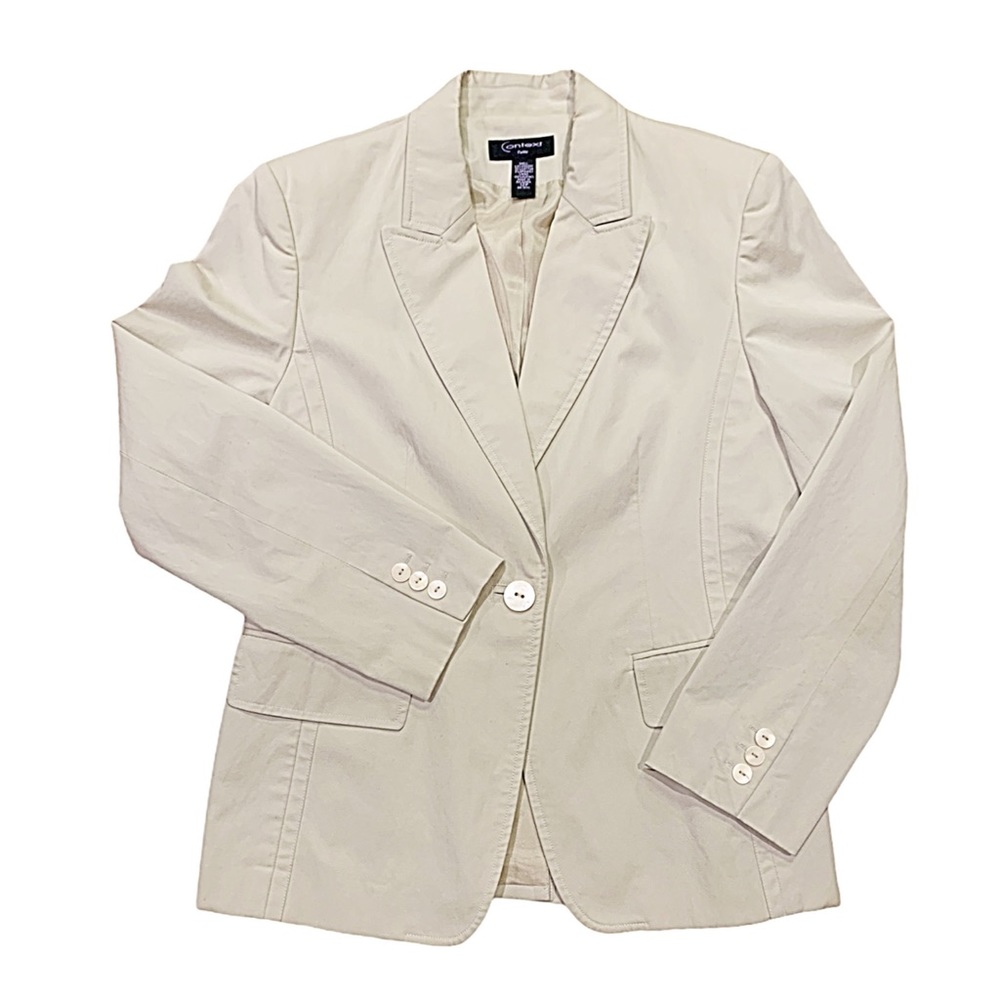 2/$30 CONTEXT Blazer Beige Single Button blazer Size 12 Petite